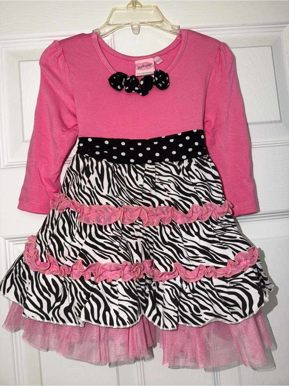 NWT Lipstik Girls Zebra Tutu Dress 18-24M | Pink Ruffles + Diaper Cover